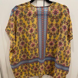 Yellow Floral Short Kimono